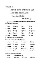 Đề kiểm tra khảo sát năng lực Tiếng anh lớp 6